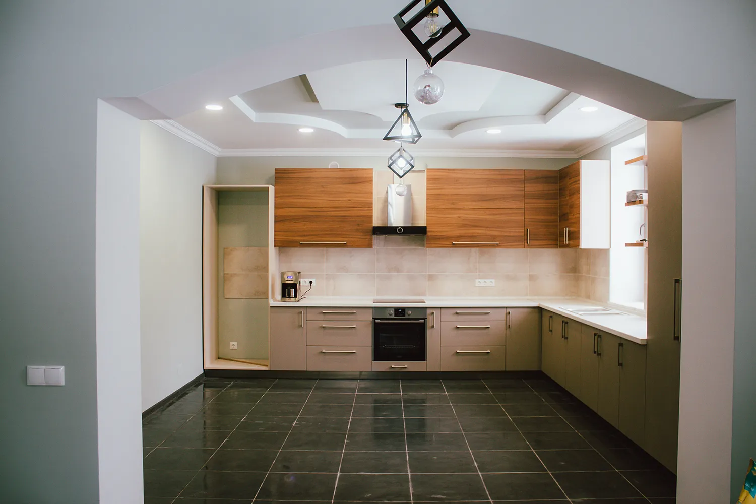 The kitchen in one of the family homes