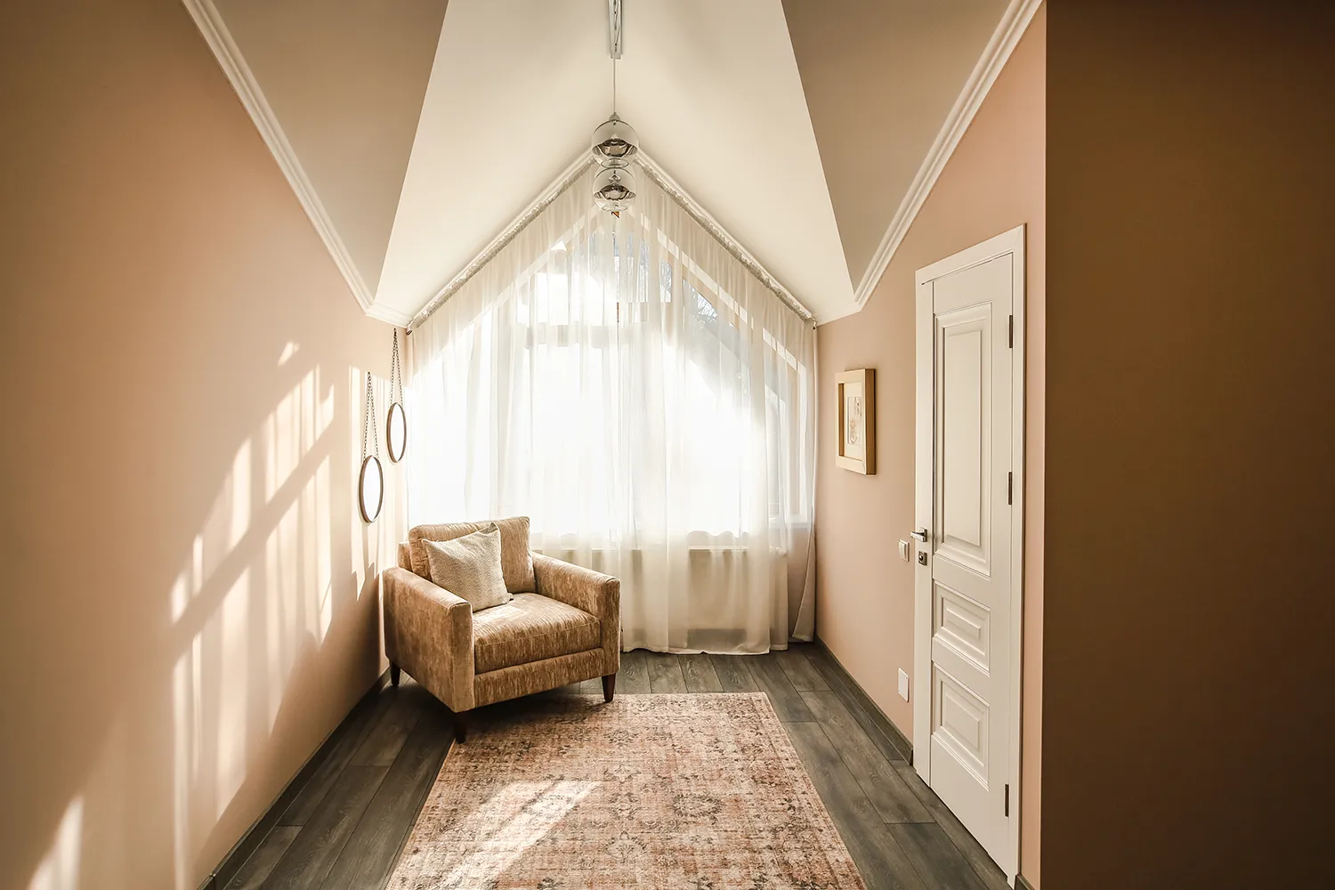 A sunlit reading nook under the eaves